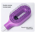 2-in-1 Fine Mist Spray Hair Brush, Refillable Water Hydration Detangling Comb, Bristle-Free Anti-Frizz Massage Hairbrush, Anti-Static Portable Hairstyling Tool for Dry Frizzy Curly Hair Volumizing
