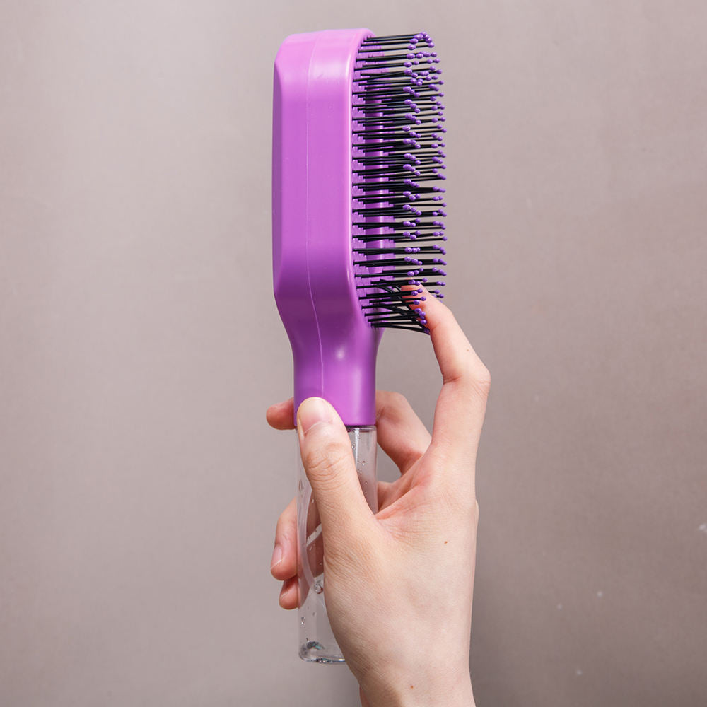 2-in-1 Fine Mist Spray Hair Brush, Refillable Water Hydration Detangling Comb, Bristle-Free Anti-Frizz Massage Hairbrush, Anti-Static Portable Hairstyling Tool for Dry Frizzy Curly Hair Volumizing