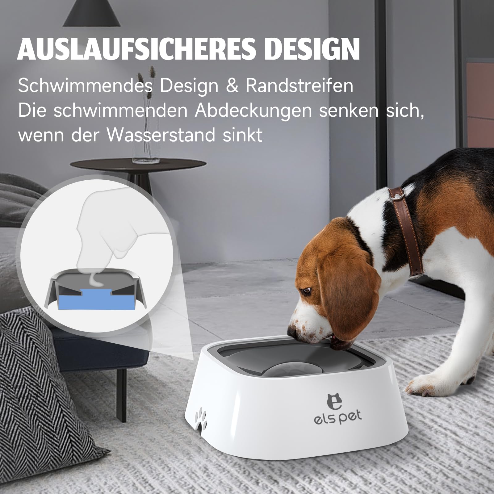 No Spill Dog Water Bowl, Buoyant Anti-Splash Pet Drinking Bowl, No Wet Mouth & Wet Beard Design, Leak-Proof Plastic Water Feeder, Non-Slip Waterproof Pet Bowl for Dogs Cats Indoor & Travel Use