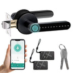 Tuya TTLock Smart Door Lock, Biometric Fingerprint & Key Card Electronic Security Lock, Anti-Theft Smart Handle Lever Lock, Bluetooth APP Remote Control Keyless Entry Lock for Home Apartment Office Rental