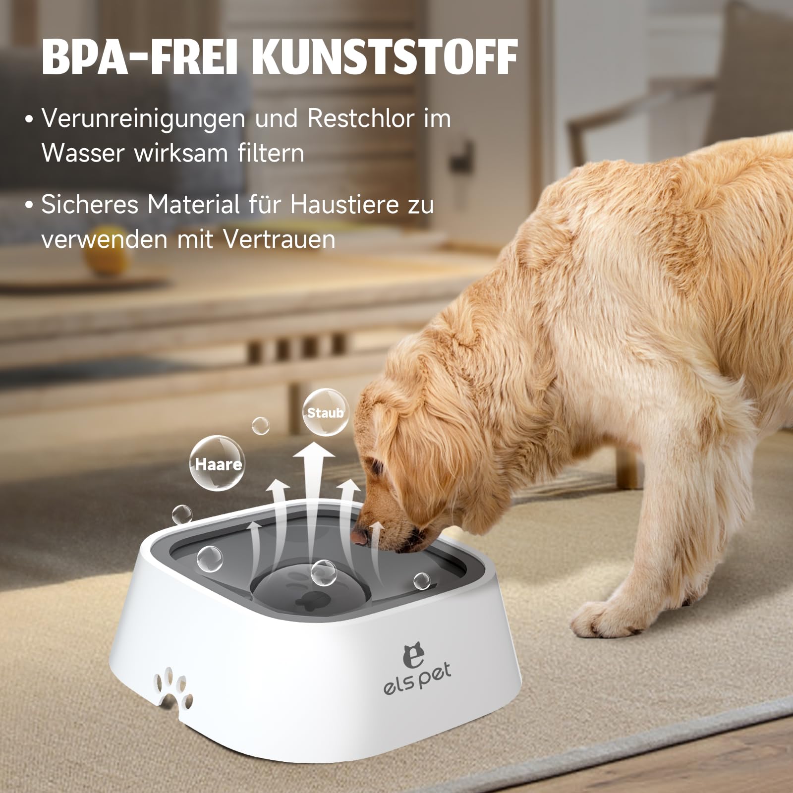 No Spill Dog Water Bowl, Buoyant Anti-Splash Pet Drinking Bowl, No Wet Mouth & Wet Beard Design, Leak-Proof Plastic Water Feeder, Non-Slip Waterproof Pet Bowl for Dogs Cats Indoor & Travel Use