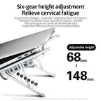 Portable Foldable Dual Fan Cooling Laptop Stand, Aluminum Alloy Height Adjustable Notebook Holder, Anti-Slip Ergonomic Desktop Support Bracket, Universal Cooling Stand for Laptop & Tablet