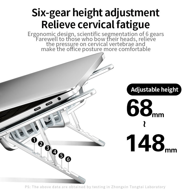Portable Foldable Dual Fan Cooling Laptop Stand, Aluminum Alloy Height Adjustable Notebook Holder, Anti-Slip Ergonomic Desktop Support Bracket, Universal Cooling Stand for Laptop & Tablet