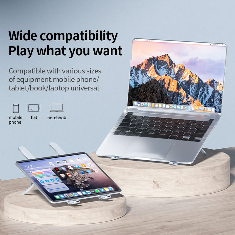 Portable Foldable Dual Fan Cooling Laptop Stand, Aluminum Alloy Height Adjustable Notebook Holder, Anti-Slip Ergonomic Desktop Support Bracket, Universal Cooling Stand for Laptop & Tablet
