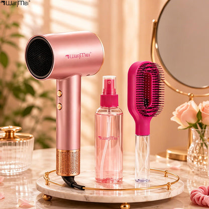 2-in-1 Fine Mist Spray Hair Brush, Refillable Water Hydration Detangling Comb, Bristle-Free Anti-Frizz Massage Hairbrush, Anti-Static Portable Hairstyling Tool for Dry Frizzy Curly Hair Volumizing