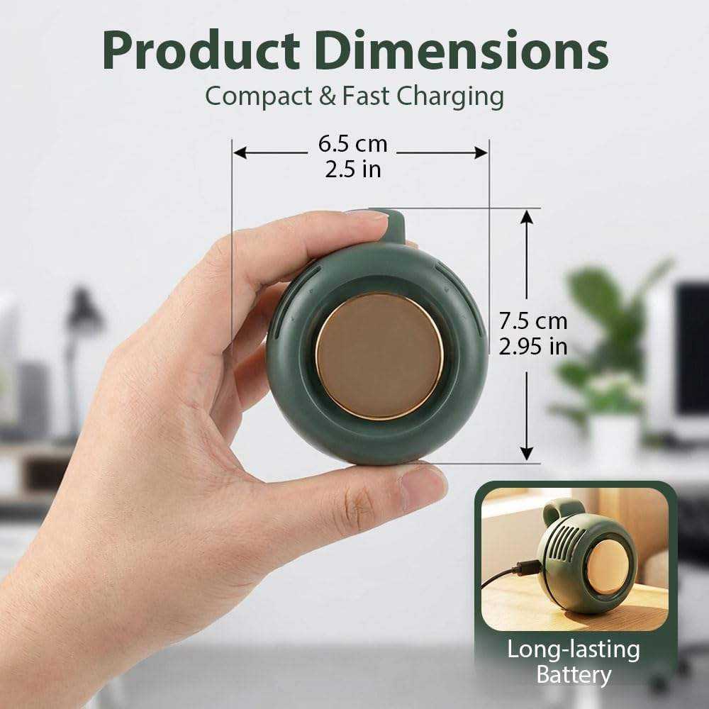 Limited Time: 30% OFF 🔥2 in 1 Waist Clip & Neck Bladeless Fan, 3 Speeds Adjustable Quiet Mini Portable Cooling Fan, 360° Rotate Hands-Free USB Rechargeable Personal Fan for Outdoor Travel Working