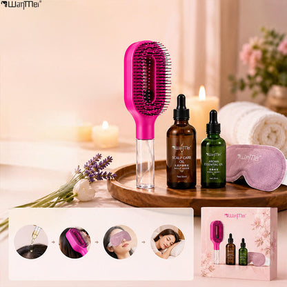 2-in-1 Fine Mist Spray Hair Brush, Refillable Water Hydration Detangling Comb, Bristle-Free Anti-Frizz Massage Hairbrush, Anti-Static Portable Hairstyling Tool for Dry Frizzy Curly Hair Volumizing