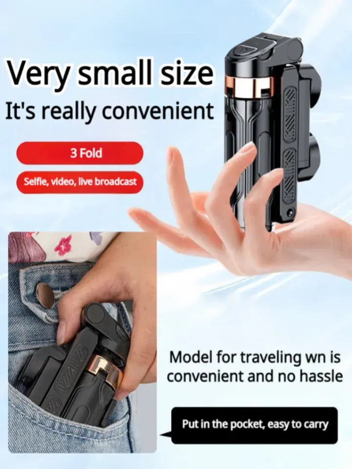 Mini Selfie Stick Foldable 3 in 1 Extendable Grip Phone Shooting Tripod Stand with BT Remote Control