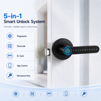 Tuya TTLock Smart Door Lock, Biometric Fingerprint & Key Card Electronic Security Lock, Anti-Theft Smart Handle Lever Lock, Bluetooth APP Remote Control Keyless Entry Lock for Home Apartment Office Rental