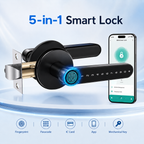Tuya TTLock Smart Door Lock, Biometric Fingerprint & Key Card Electronic Security Lock, Anti-Theft Smart Handle Lever Lock, Bluetooth APP Remote Control Keyless Entry Lock for Home Apartment Office Rental