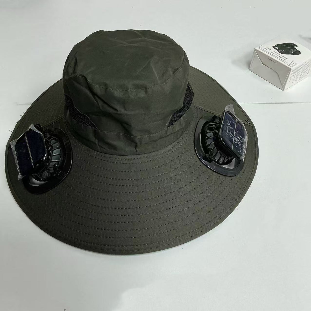 Large Size Quick-Dry Sun Hat, Solar & USB Rechargeable Cooling Fisherman Hat, Adjustable Wide Brim Dual Fan Hat, UV Protection Portable Wearable Fan Cap for Fishing Hiking Camping Summer Outdoor Travel