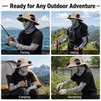 Large Size Quick-Dry Sun Hat, Solar & USB Rechargeable Cooling Fisherman Hat, Adjustable Wide Brim Dual Fan Hat, UV Protection Portable Wearable Fan Cap for Fishing Hiking Camping Summer Outdoor Travel