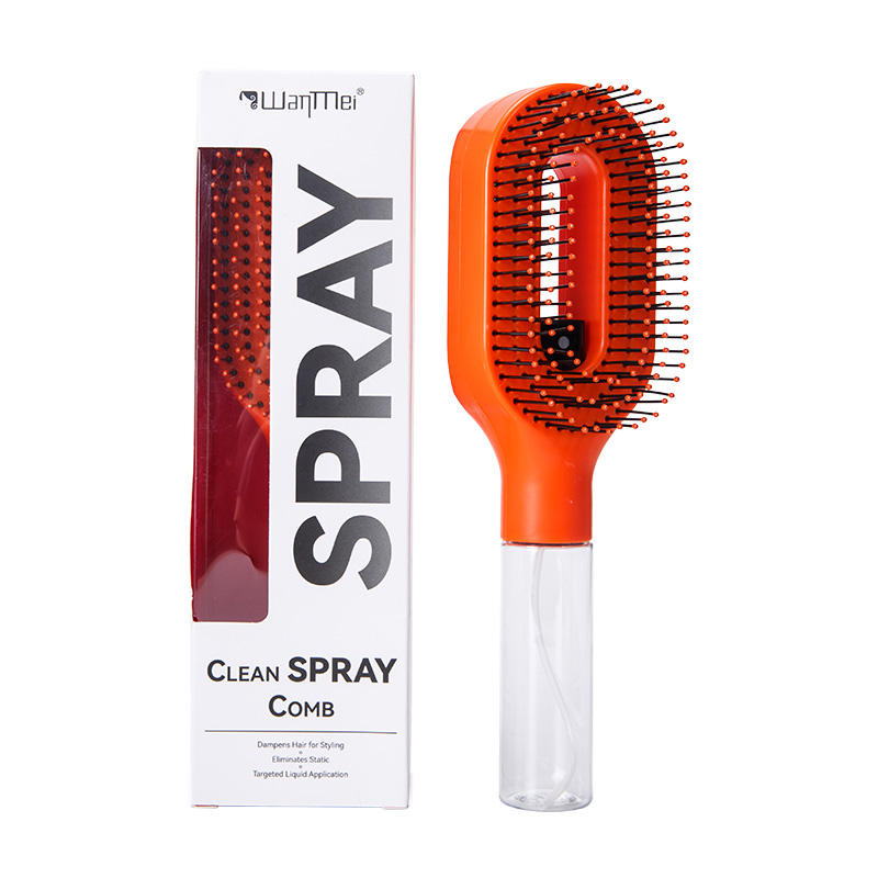 2-in-1 Fine Mist Spray Hair Brush, Refillable Water Hydration Detangling Comb, Bristle-Free Anti-Frizz Massage Hairbrush, Anti-Static Portable Hairstyling Tool for Dry Frizzy Curly Hair Volumizing