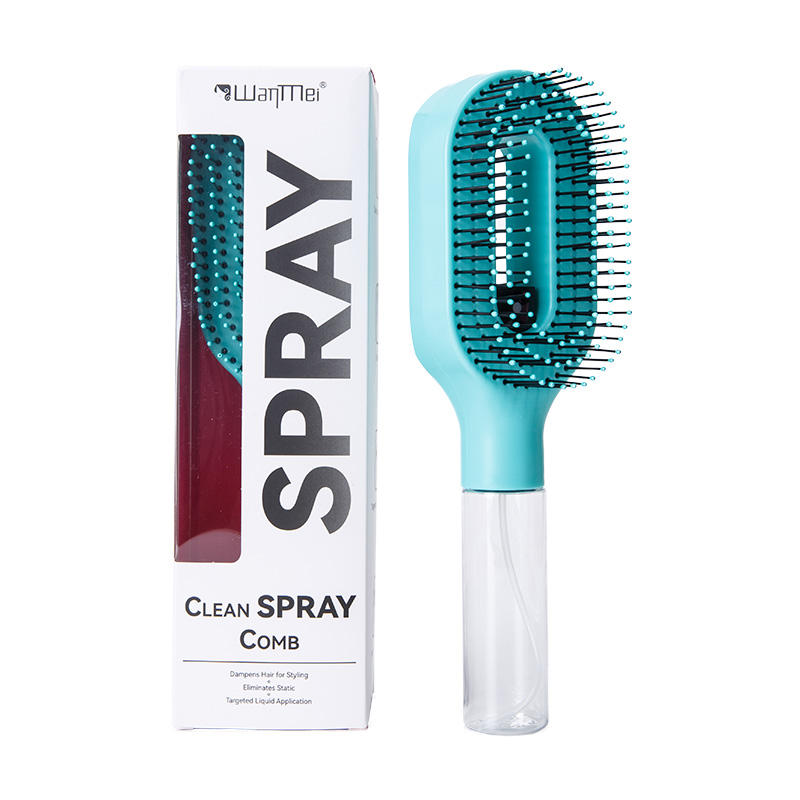 2-in-1 Fine Mist Spray Hair Brush, Refillable Water Hydration Detangling Comb, Bristle-Free Anti-Frizz Massage Hairbrush, Anti-Static Portable Hairstyling Tool for Dry Frizzy Curly Hair Volumizing
