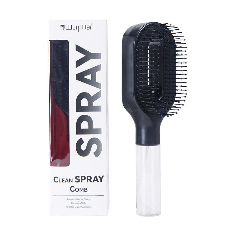 2-in-1 Fine Mist Spray Hair Brush, Refillable Water Hydration Detangling Comb, Bristle-Free Anti-Frizz Massage Hairbrush, Anti-Static Portable Hairstyling Tool for Dry Frizzy Curly Hair Volumizing