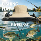 Large Size Quick-Dry Sun Hat, Solar & USB Rechargeable Cooling Fisherman Hat, Adjustable Wide Brim Dual Fan Hat, UV Protection Portable Wearable Fan Cap for Fishing Hiking Camping Summer Outdoor Travel